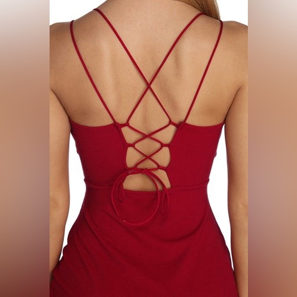 Windsor Faux Wrap Lace-Up Back Asymmetrical Dress | Size Large - Picture 6 of 11